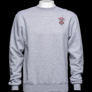 Champion Embroidered Wisconsin Crew Neck Sweatshirt (Gray)